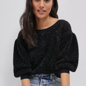 Anthropologie Black mid sleeve